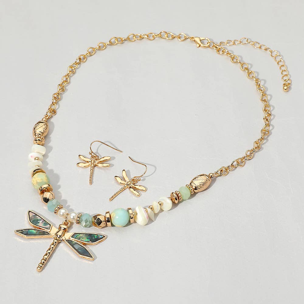 Sensibling Corp. – wholesale Smycken – Abalone Trollslända Hänge Multi Pärlhalsband1