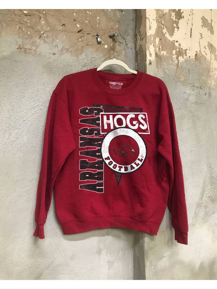 LivyLu - Wholesale Graphic Sweatshirt - Unisex - Arkansas Razorbacks Football Spree Thrifted Sweatshirt2