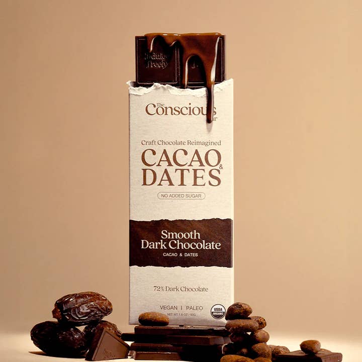 Datum Sötad Slät Mörk Choklad för wholesale av The Conscious Bar
