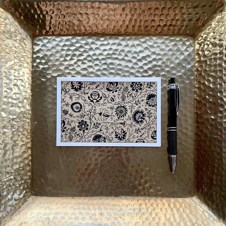 Black Floral Fantasia-Set of 5 Handmade Paper Greeting Cards for wholesale by Bombay Paper