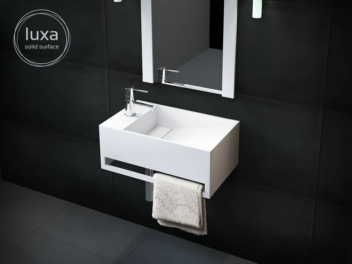 BAINS NEO - Wholesale Bathroom Sign - Rectangular wall-mounted basin in solid surface "OBLO-G"