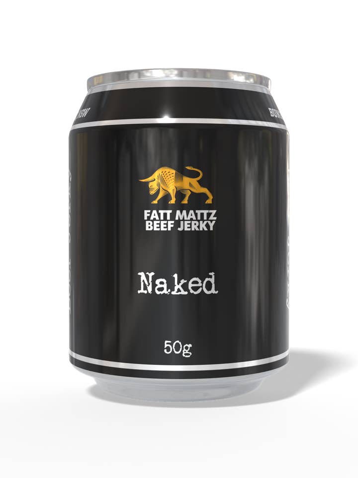 Naked Beef Jerky - 12 x 50g Cans for wholesale by Fatt Mattz