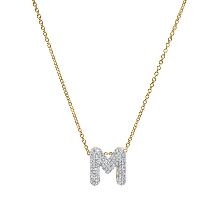 Anhänger mit Buchstaben "M" in Diamantform aus 14K Gelbgold für den Großhandel von LuvMyJewelry (LMJ)