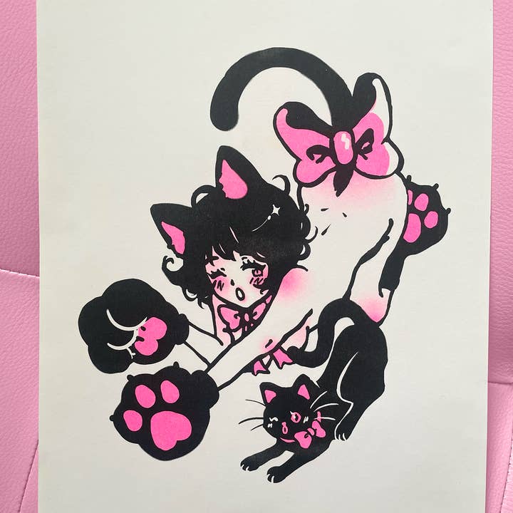 Cambrasine - Wholesale Art Print - Cat Nap Risograph Print0