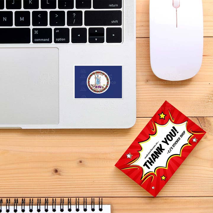 CJ's Sticker Shop - Wholesale Sticker - Virginia VA State Flag Sticker Vinyl Decal1