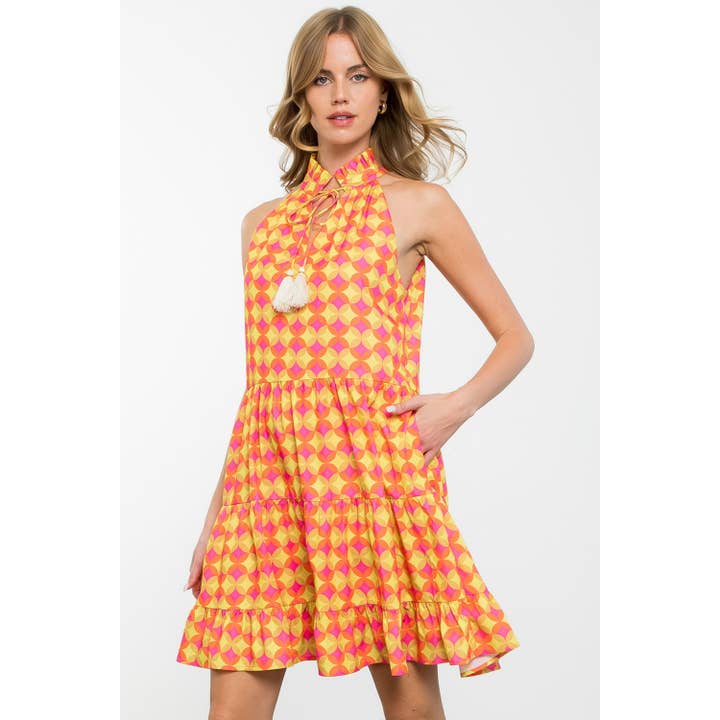 Sleeveless Pattern Halter Dress for wholesale by THML