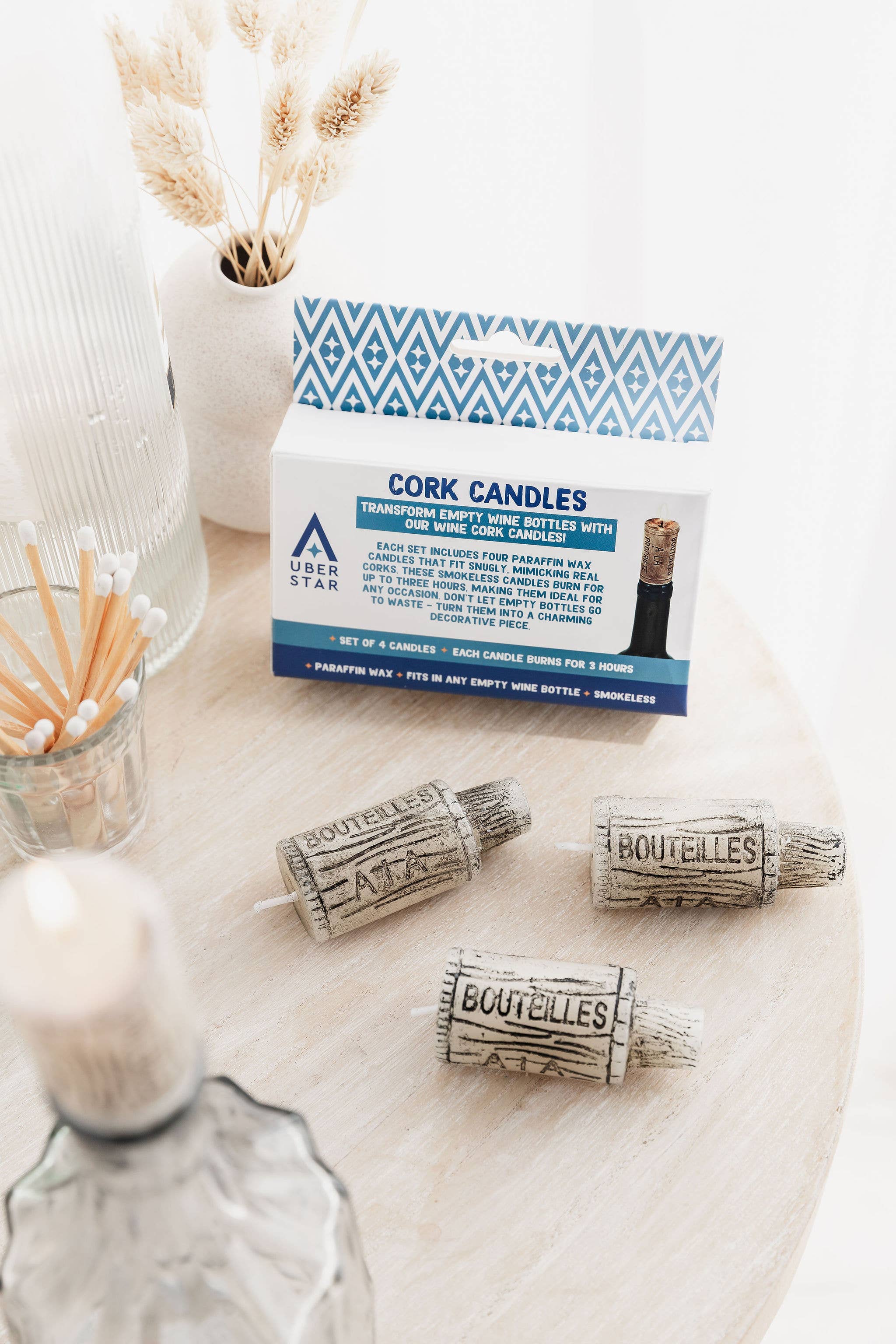 UBERSTAR - Wholesale Pillar Candle - Wine Cork Candles (Set of 4)5