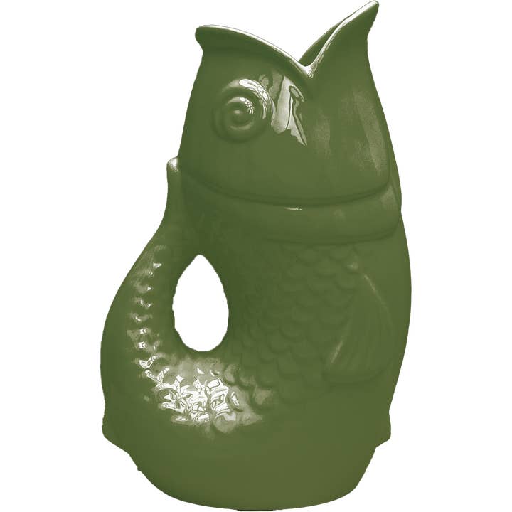 XXL khaki fish vase L16.5 W26 H39.5 cm for wholesale by Opjet Paris