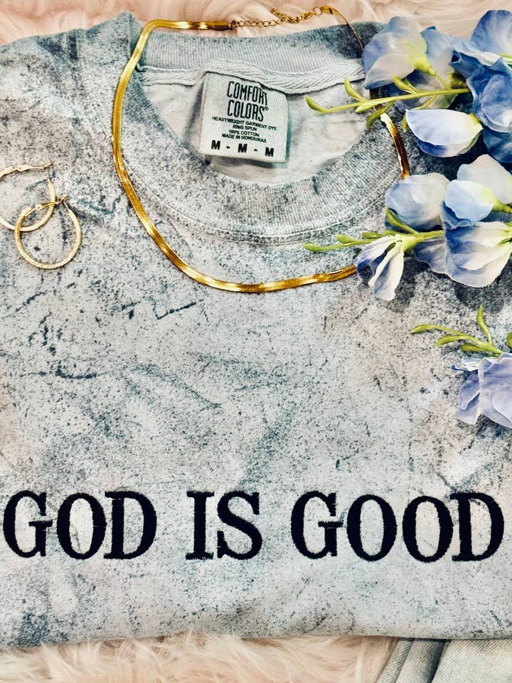 Ocean God Is Good Embroidered Tee for wholesale by P&PD Wholesale