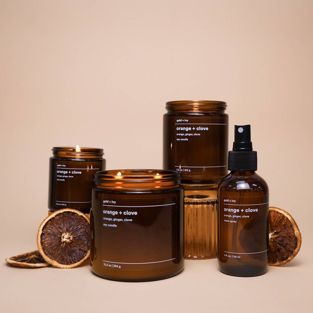 gold + ivy – wholesale Room & linen spray – orange + clove room spray - orange, ginger, clove2