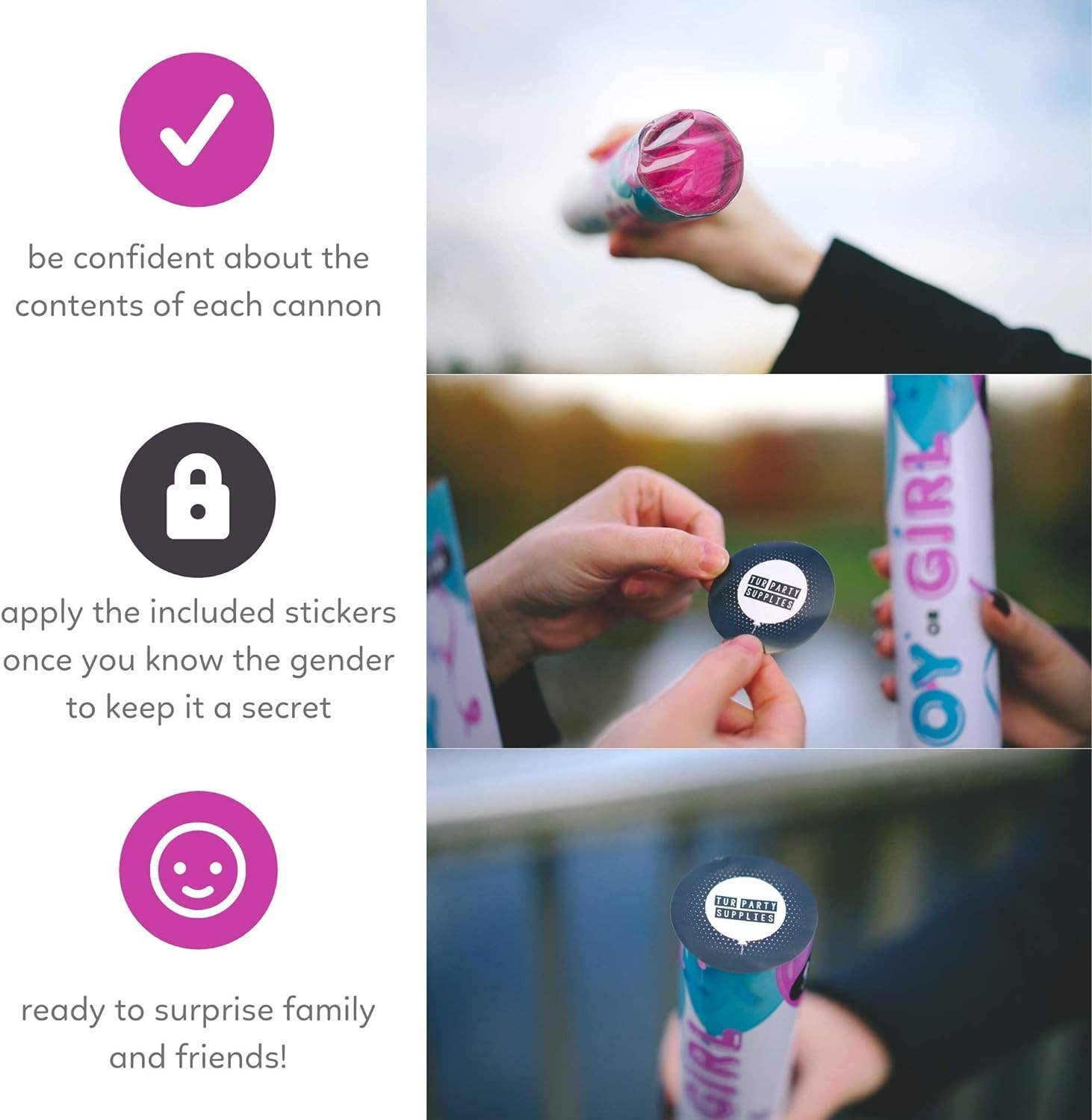 TUR Party Supplies - Wholesale Confetti - Authentic Gender Reveal Powder Popper5