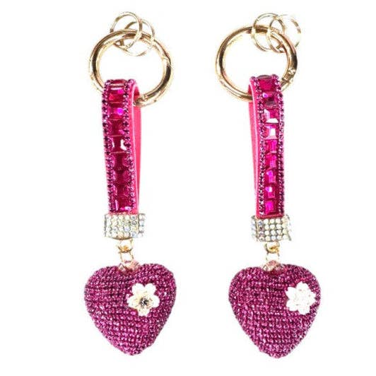 SORTIERT Doppelseitiger Strass-Herz-Schlüsselanhänger KC41101-11 (12 Stück) für den Großhandel auf Faire4