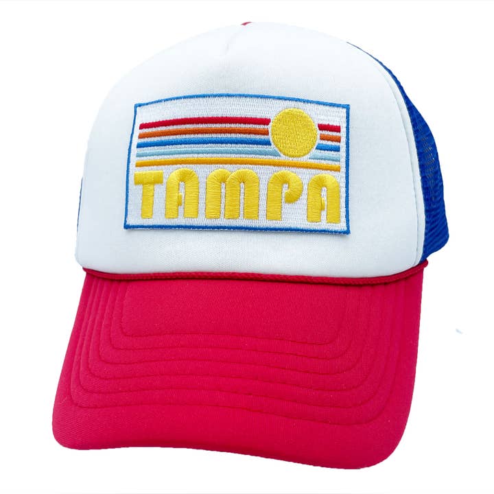 Hey Mountains - Wholesale Trucker Hat - Unisex - Tampa, Florida Trucker Hat - Retro Sun