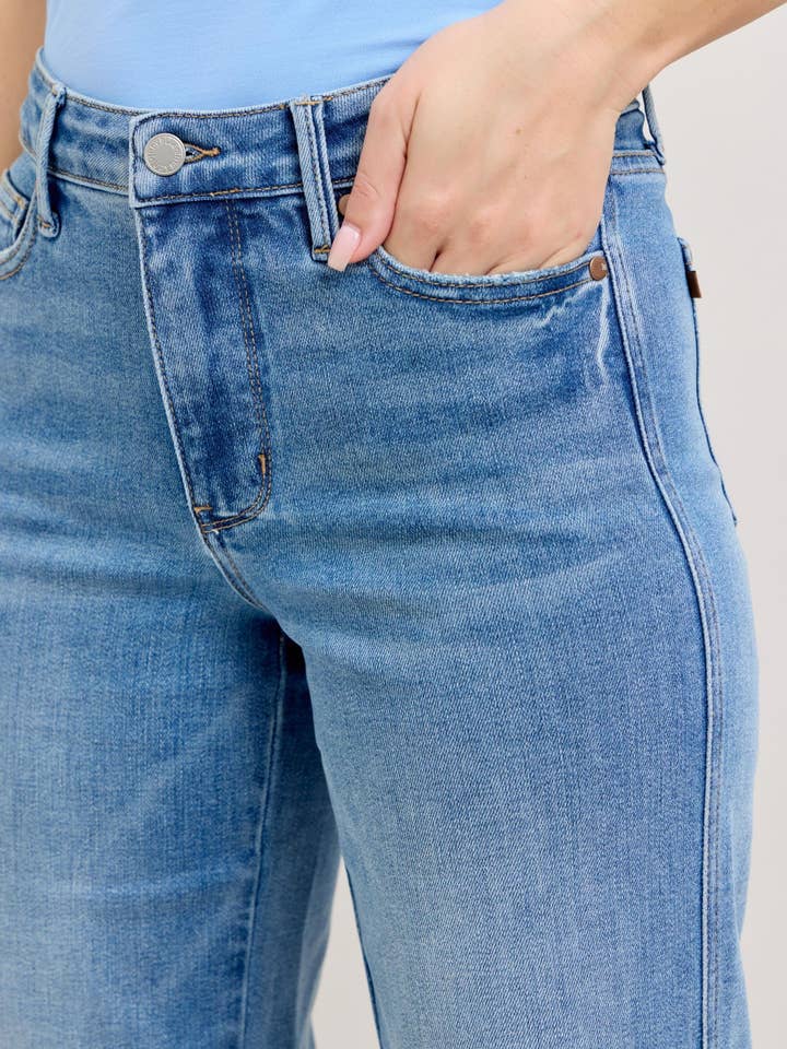 Watermelon Apparel - Wholesale Jeans - Women's - Judy Blue Mid Rise Tummy Control Vintage Wash Straight Jeans1