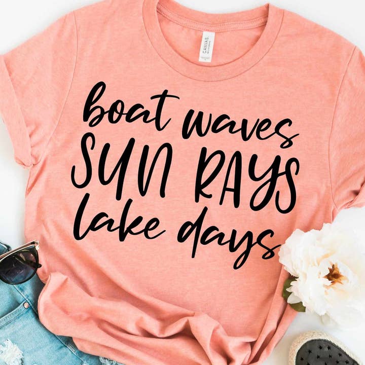 Boat Waves Sun Rays Lake Days T-shirt for wholesale by VibeClothing