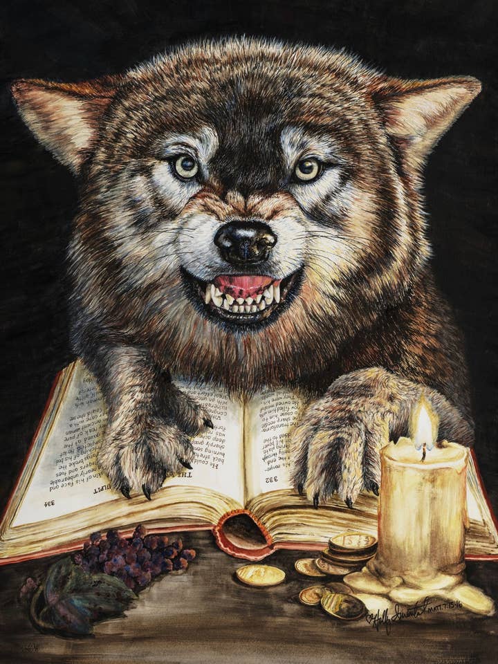 Wolf Book Candle Library Reading Poster for wholesale by Holly Simental