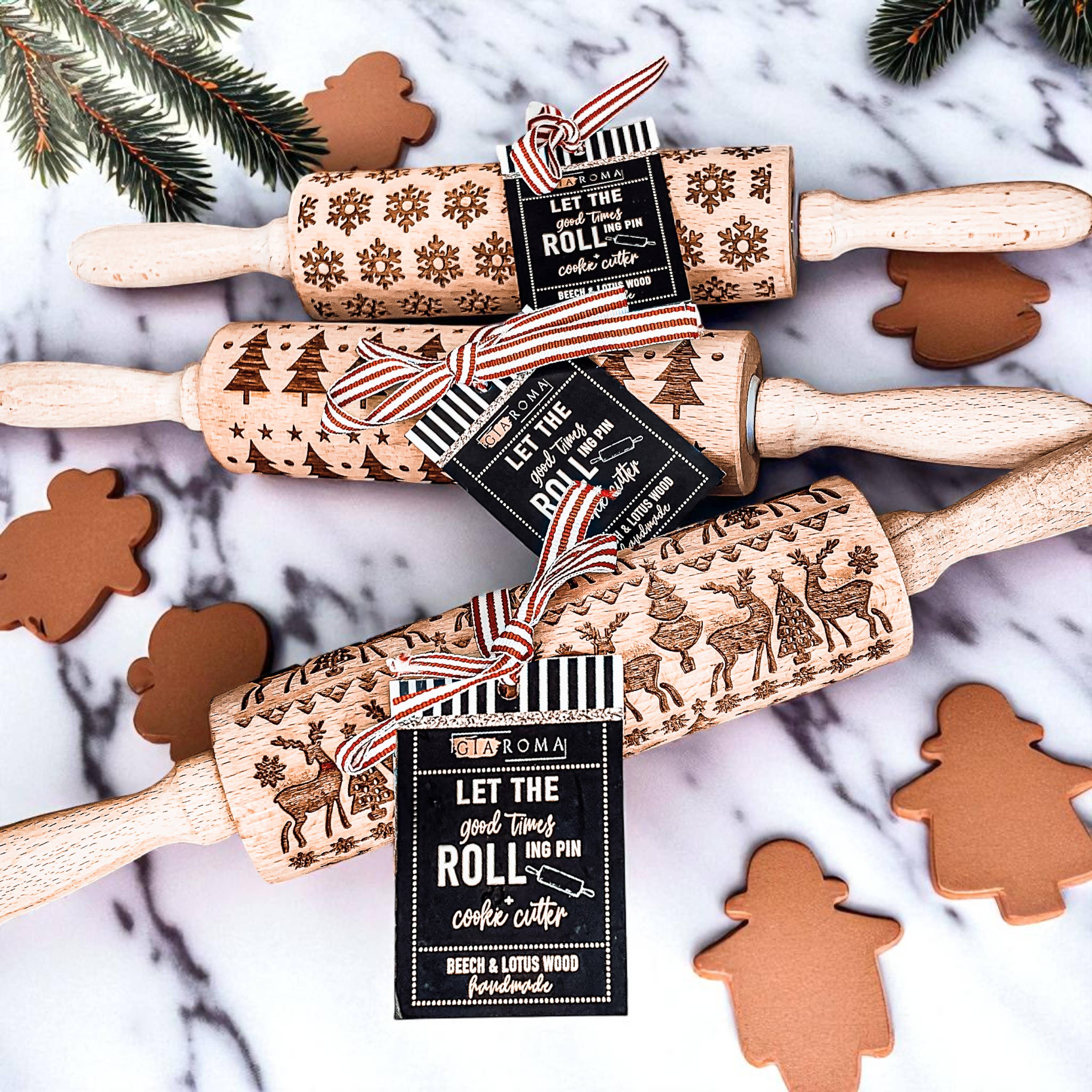 Gia Roma - Wholesale Rolling Pin - Christmas Cookie Cutter Baking Gift Set Wooden Rolling Pins 54