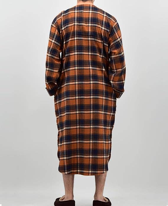 I-Wear Brands - Wholesale Nightshirt - Men's - 2 Pack Men's Cotton Flannel Long Henley Nightshirt3