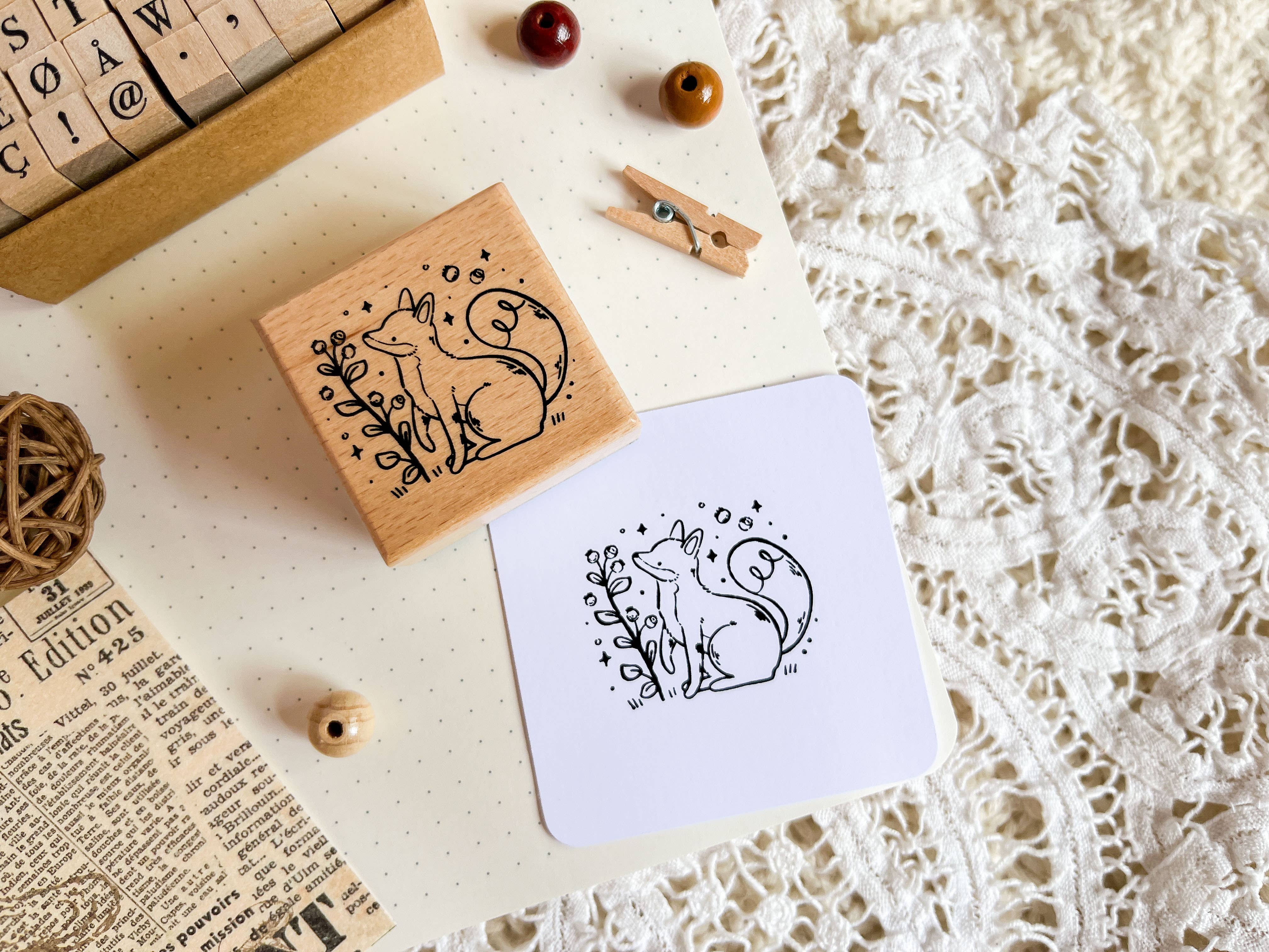 annalunakdraws - Wholesale Rubber/Decorative Stamp - Holzstempel - Fuchs & Blaubeere2