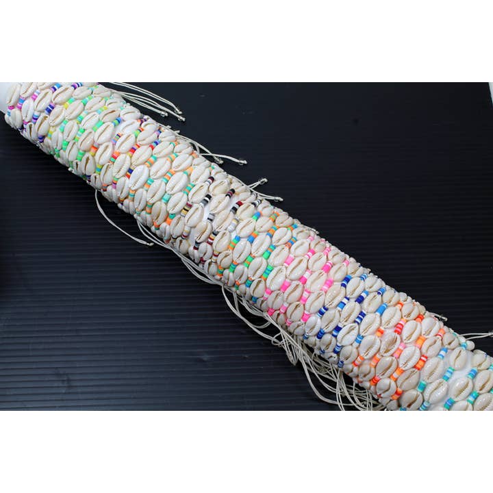 Tube Of Cowrie Shells Multi Coloured Fimo Beads Wristbands for wholesale by Western Counties Wholesale