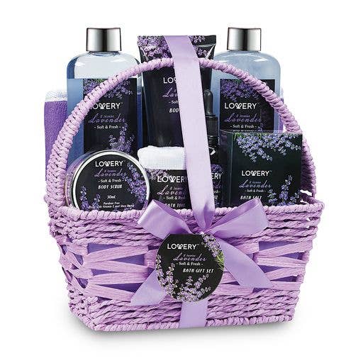 Lovery - Wholesale Bath & Body Set - Home Spa Gift Basket - Lavender and Jasmine - 9pc Bath Set (0