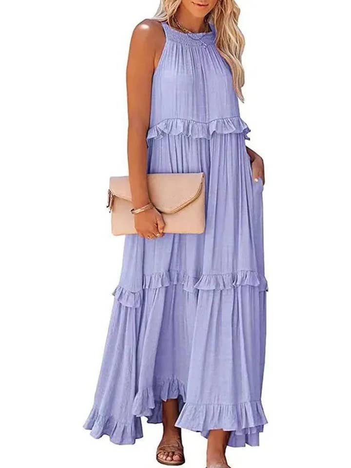 Serenity Collective - Wholesale Dress - Women's - Ruffled Sleeveless Maxi Dress5