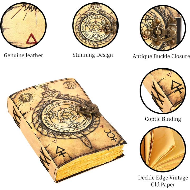 Tuzech Leather – wholesale Journal och dagbok – TUZECH läderklätt anteckningsbok med grimoirestil och ojämna kanter för män och kvinnor45