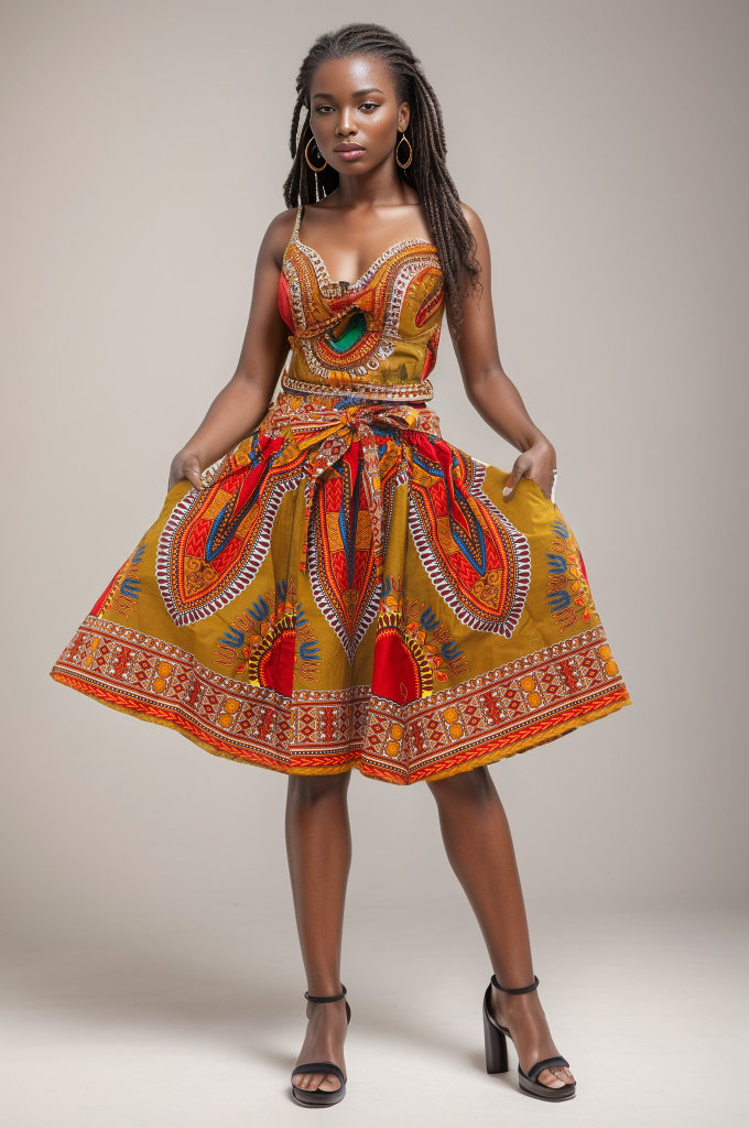 KaraChic – Saia - Mulher por atacado – Saia Ankara 100% Algodão com Estampa Dashiki Africana5