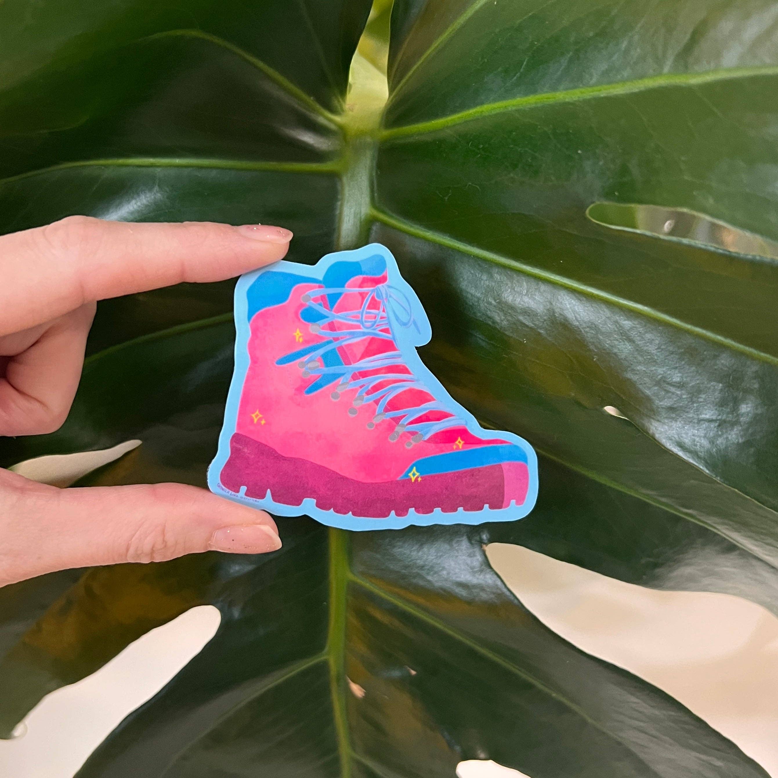 Granola Girl Outfitters - Wholesale Sticker - Pink Hiking Boot Sticker - Light-weight / Indoor: 🌿📖2