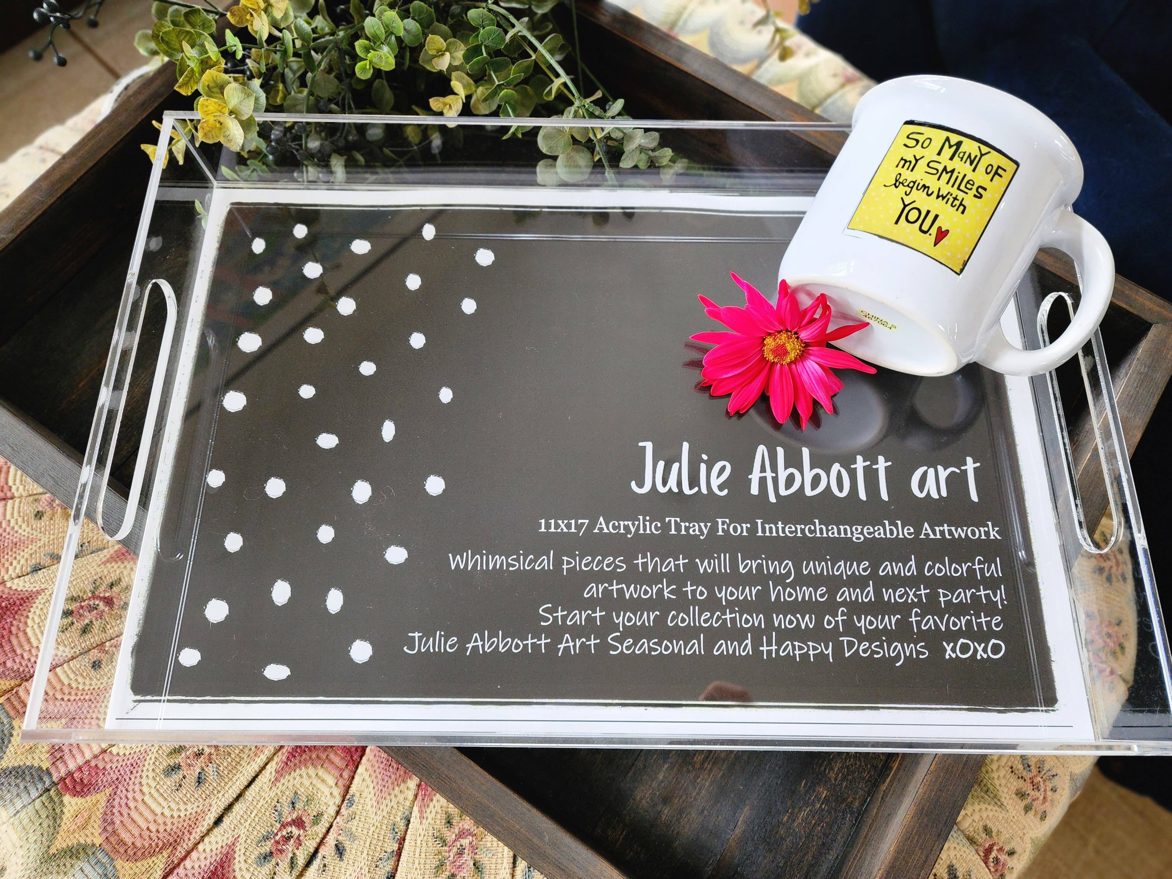 Julie Abbott  Art - Wholesale Decorative Tray - Clear Acrylic Tray for Interchangeable Artwork Inserts1
