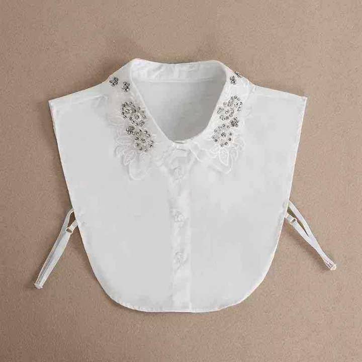 Double Layer Rhinestone Shirt Detachable Collar for wholesale by MoodGold