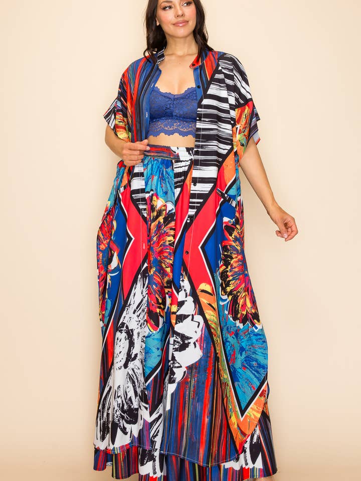 PRINTED WIDE PANTS SET - 2 PIECE SET for wholesale by QMP Moda