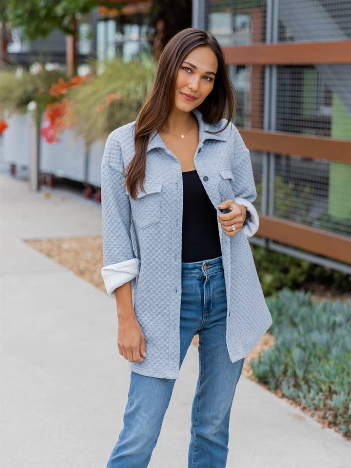 Tickled Teal - Wholesale Shirt Jacket/Shacket - Women's - Quilted Shacket1