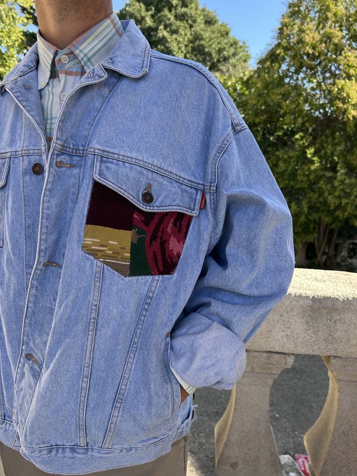 Frankie - Wholesale Denim jacket – Women's - Upcycled denim jacket with vintage needlepoint1