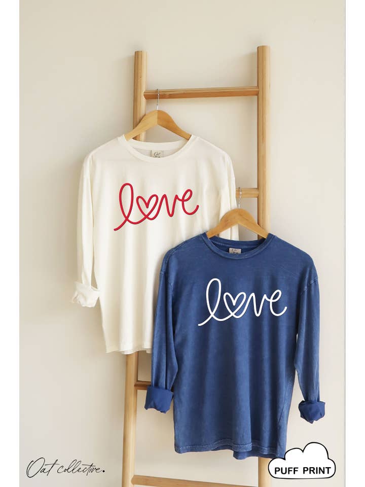 OAT COLLECTIVE - Wholesale Screen Printed T-Shirt - Women's - LOVE PUFF Mineral Washed Long Sleeve Graphic12