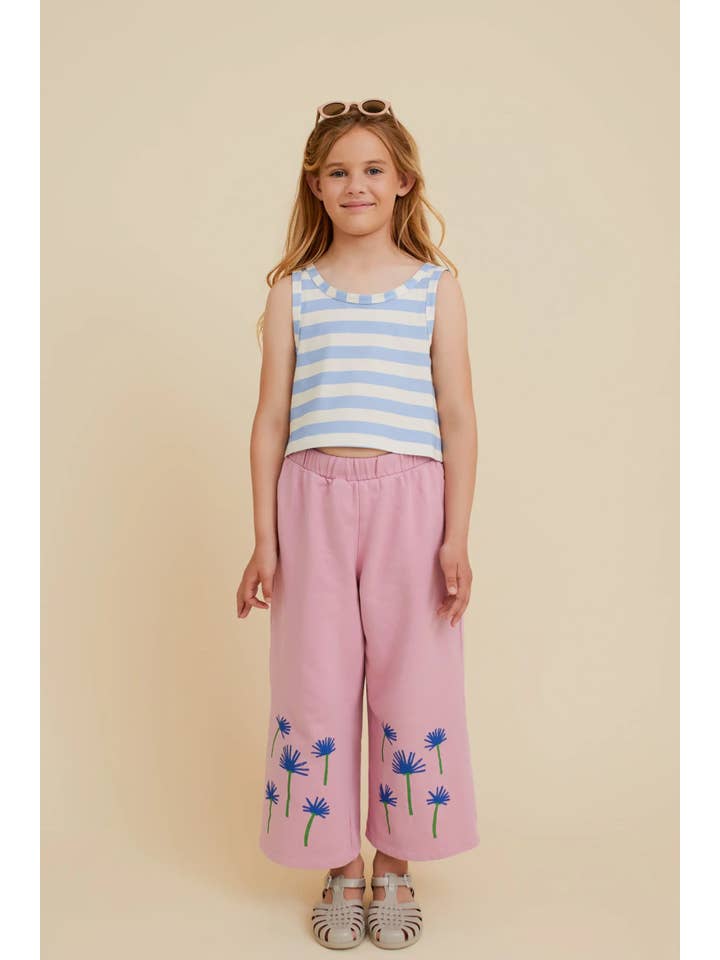 OXOX CLUB - Wholesale Pants - Kids - ORGANIC COTTON CORNFLOWER WIDE-LEG PANTS