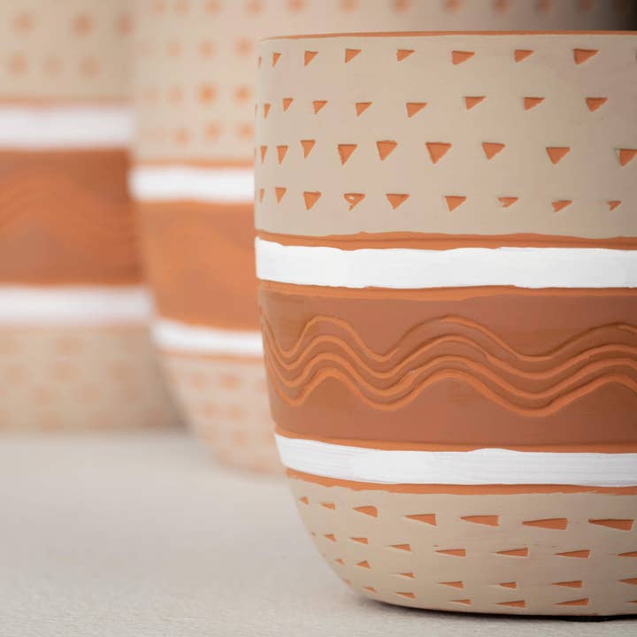Sullivans Home Decor - Wholesale Plant Pot - STRIPED PLANTERS SET OF 3