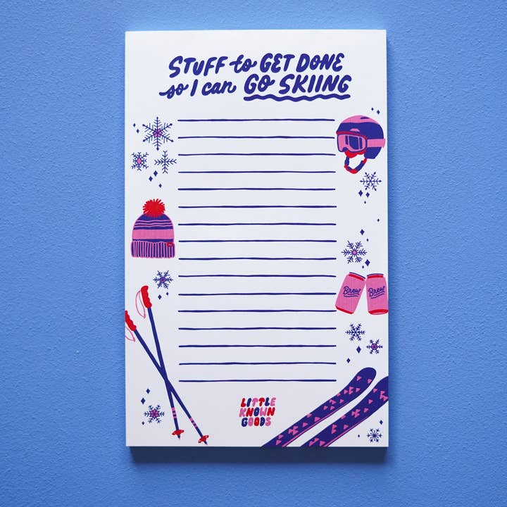Skiing Notepad for wholesale by Little Known Goods