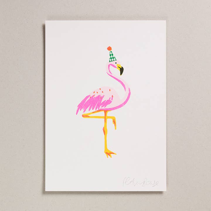 Risograph A4 Print - Flamingo for wholesale by Petra Boase Ltd (US Duties Paid)