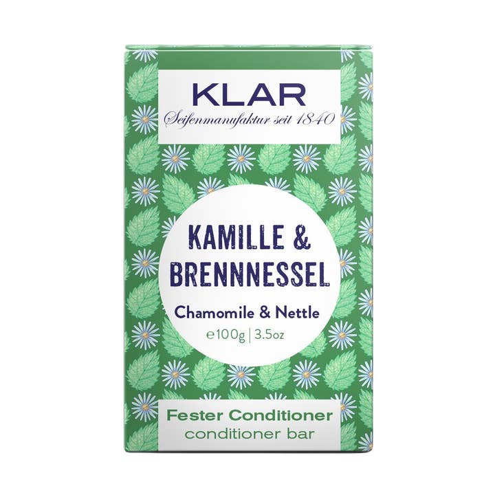 Conditionerbar med kamille og nælde til genstridt hår, 100 g for engroshandel hos Klar Seifen