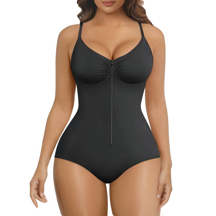 SHAPERX Zip-Up Tummy Control Brief Bodysuit for wholesale by SHAPERX