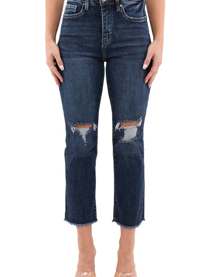 Jean droit raccourci taille haute Dylan pour la vente par RFM