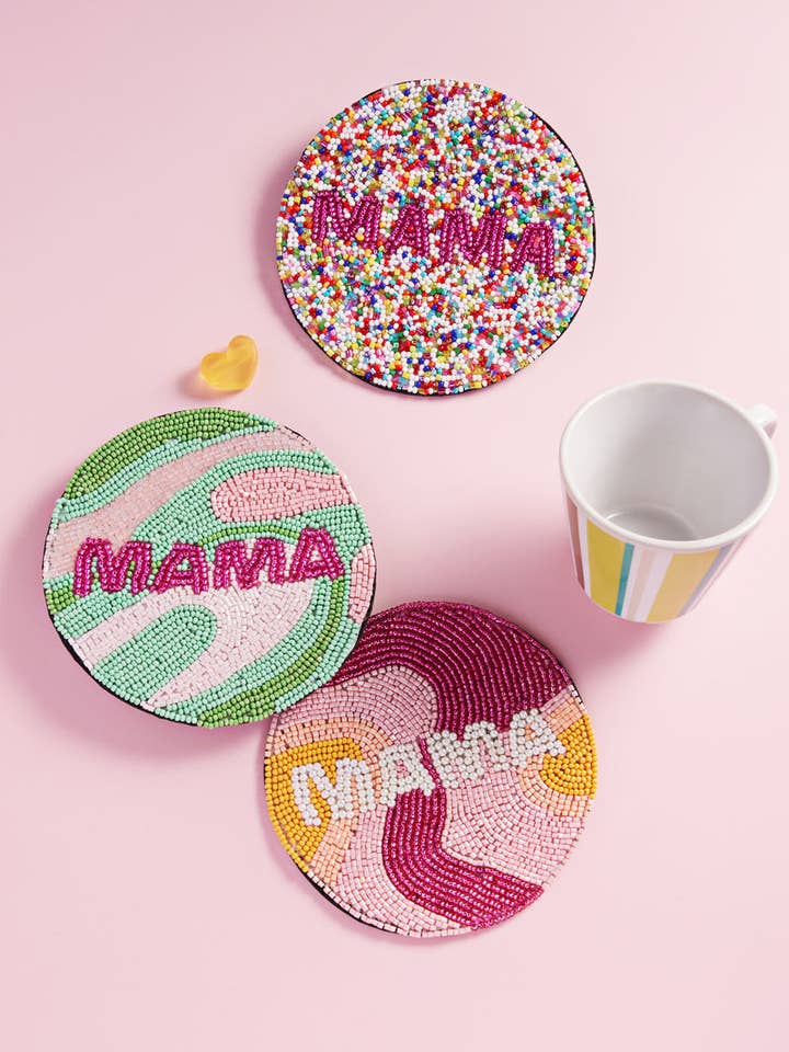 Round With Mama Hand Crafted Bead Coaster for wholesale by Designature New York