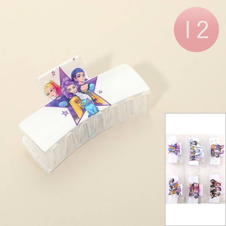 Sensibling Corp. - Vendita all'ingrosso Fermaglio per capelli - Donna - 12PCS - Fermagli per capelli rettangolari stampati Kpop Demon Hunters HUNTRIX1