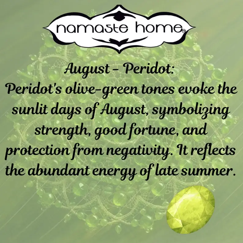 Namaste Home - Wholesale Jar/Filled Candle - August Birthstone Candle Adorned with Genuine Peridot1