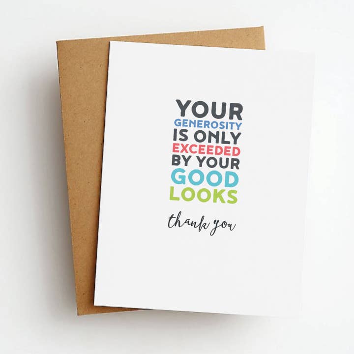 Your Generosity Thank You Greeting Card for wholesale by Skel & Co