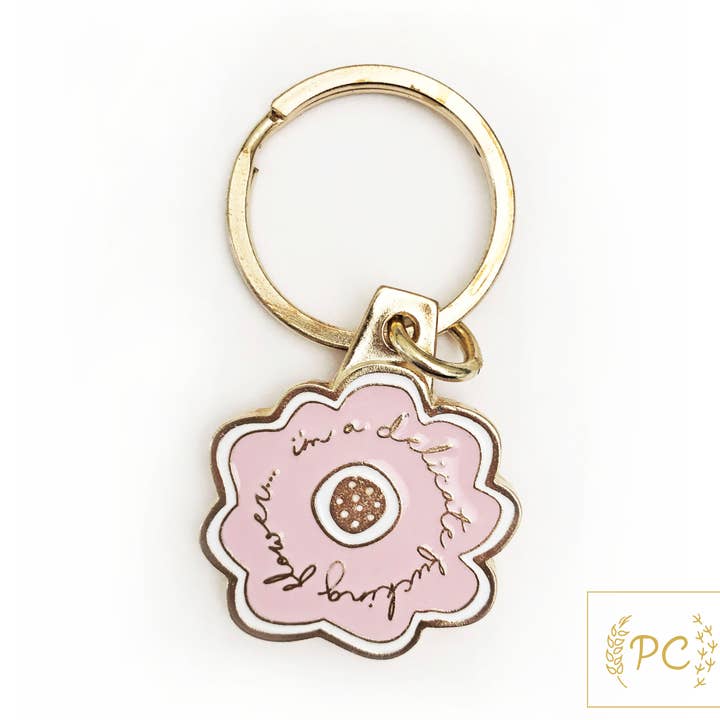 delicate fucking flower - doré | porte-clés en métal pour la vente par Prairie Chick Prints