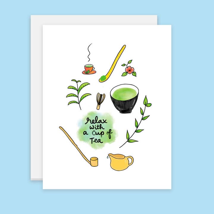 Koppla av med en kopp te, Matcha-kort för wholesale av Sixtyeightcolors
