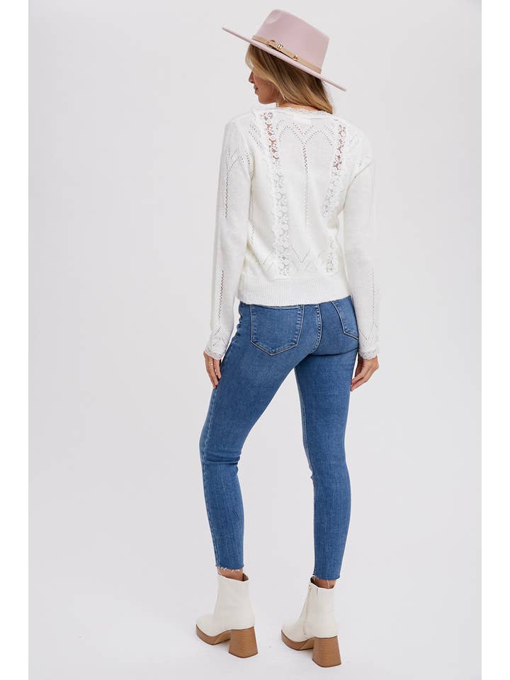 Bluivy - Wholesale Cardigan - Women's - LACE TRIMMED CARDIGAN