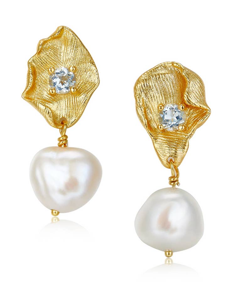 Orecchini Toul Pearl Gold Vermeil Topaz Pearl per la vendita all'ingrosso da parte di Janus